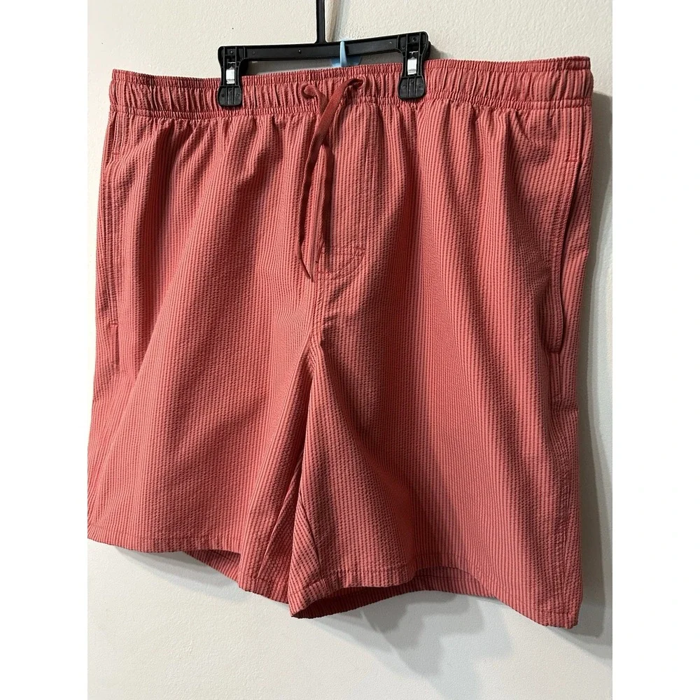 Old Navy Mens Pink Seersucker Striped Swim Trunks Elastic Waist Shorts Size M